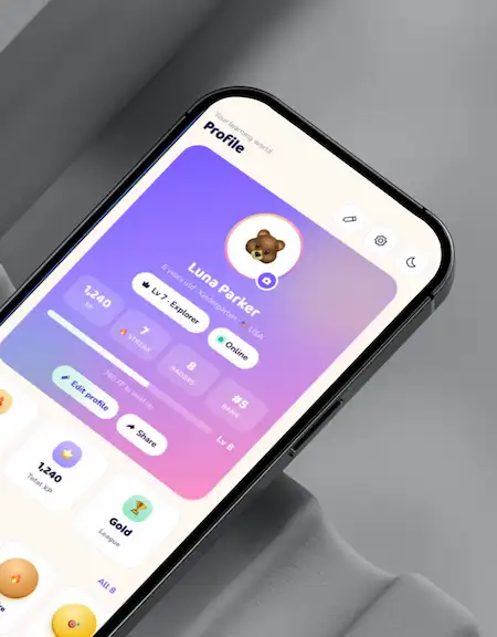 Gamified profile mobile app