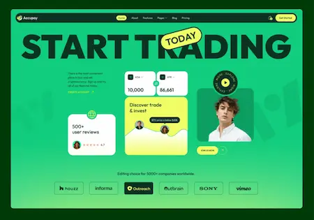 Accupay trading landing page